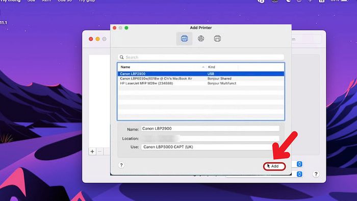 Cài đặt máy in cho MacBook qua USB - Bước 6